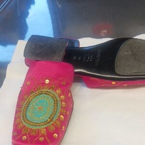 Ramon Tenza Pink and Gold Embroidered Flats